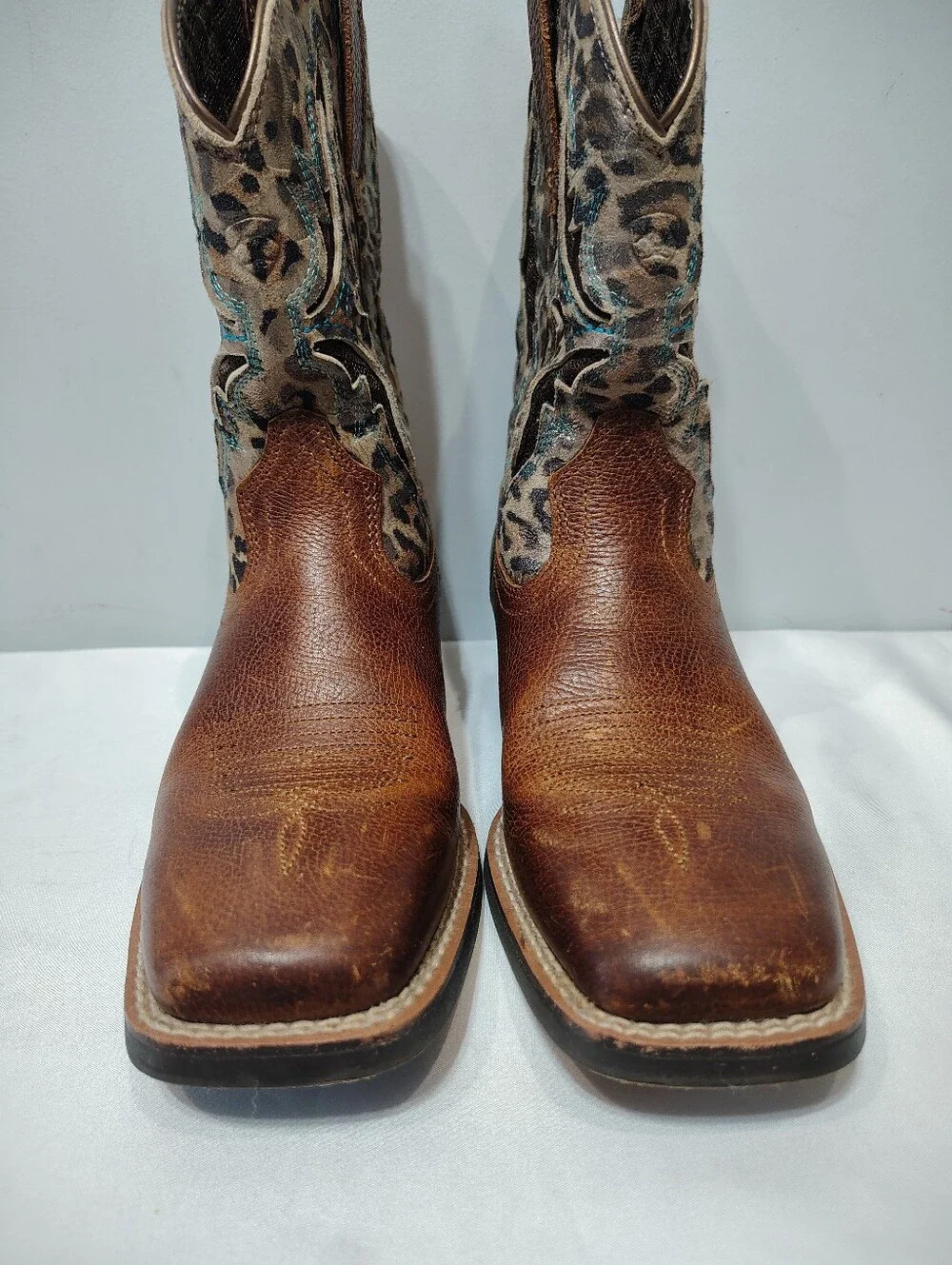 Ariat Koel VentTEK Square Toe Leather Boots Leopard Spiced Cider Kids Size 2